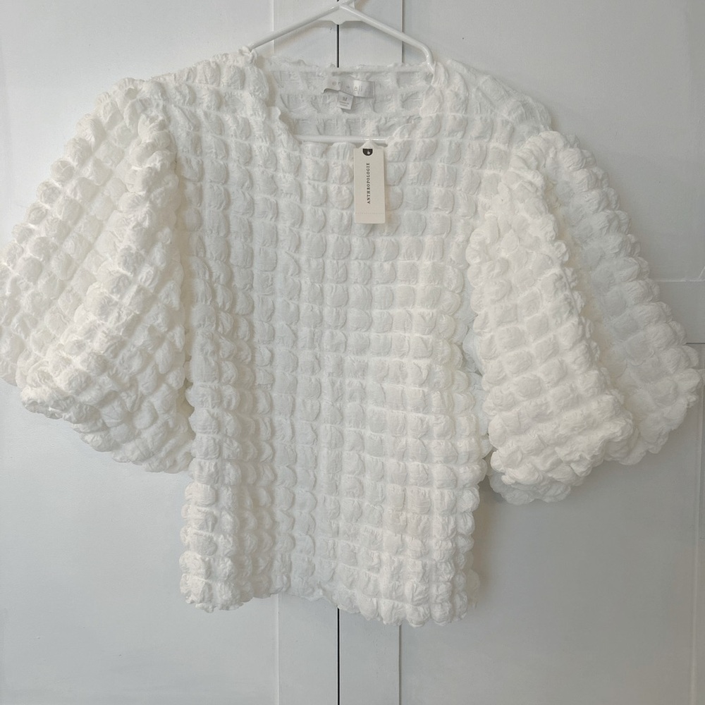 Anthropologie Textured Puff-Sleeve Top
